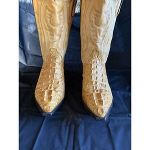 Tan exotic genuine crocodile skin boots